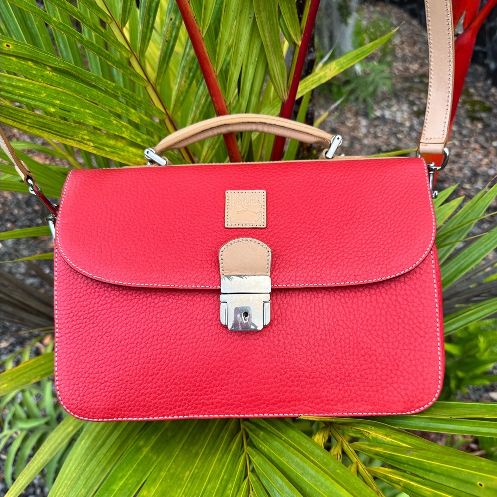 Dooney & Bourke (Made in Italy) Leather Satchel – Red & Natural Trim